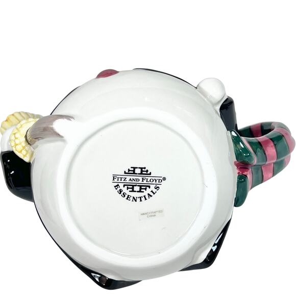 Fitz and Floyd Snowman Cocoa Pot and Cup Snack Therapy Cocoa Tea Set For One New - Picture 5 of 9